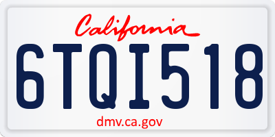 CA license plate 6TQI518