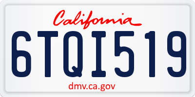 CA license plate 6TQI519