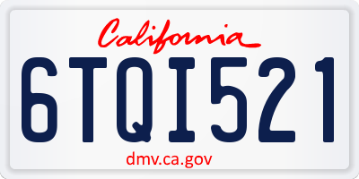 CA license plate 6TQI521