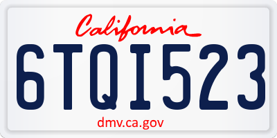 CA license plate 6TQI523