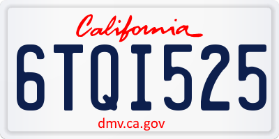 CA license plate 6TQI525