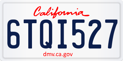 CA license plate 6TQI527