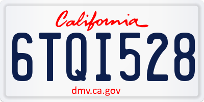 CA license plate 6TQI528