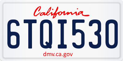 CA license plate 6TQI530