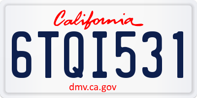 CA license plate 6TQI531