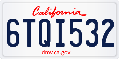 CA license plate 6TQI532