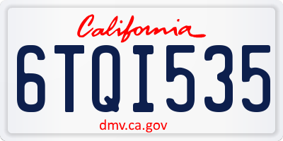 CA license plate 6TQI535