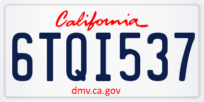 CA license plate 6TQI537