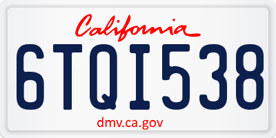CA license plate 6TQI538