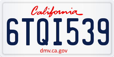 CA license plate 6TQI539