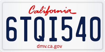 CA license plate 6TQI540