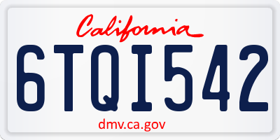 CA license plate 6TQI542