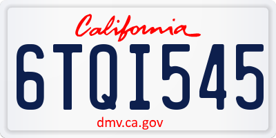 CA license plate 6TQI545