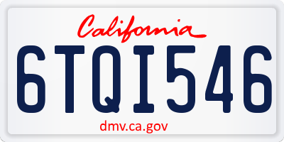CA license plate 6TQI546