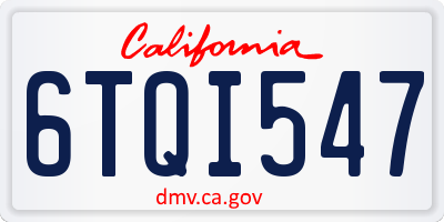 CA license plate 6TQI547