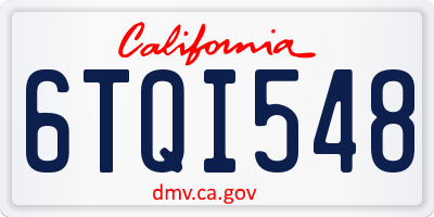 CA license plate 6TQI548