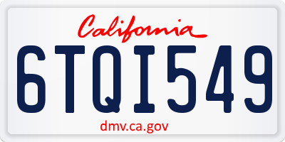 CA license plate 6TQI549