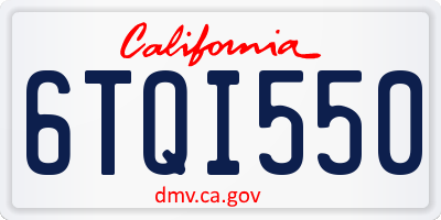 CA license plate 6TQI550