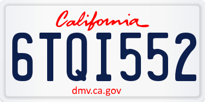 CA license plate 6TQI552