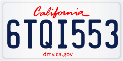 CA license plate 6TQI553