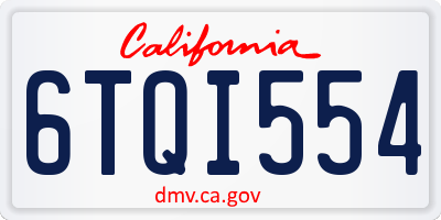 CA license plate 6TQI554