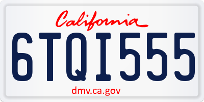 CA license plate 6TQI555