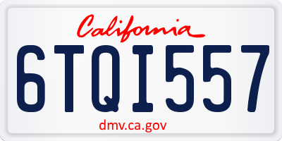 CA license plate 6TQI557