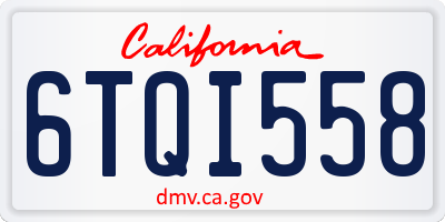 CA license plate 6TQI558