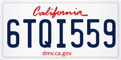 CA license plate 6TQI559