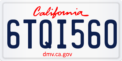 CA license plate 6TQI560