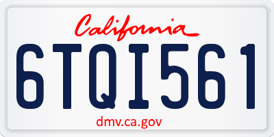 CA license plate 6TQI561
