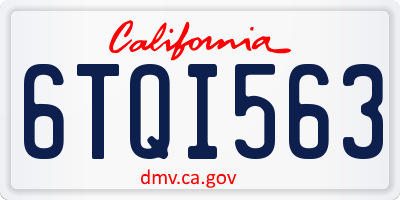 CA license plate 6TQI563