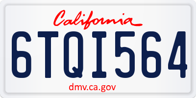 CA license plate 6TQI564