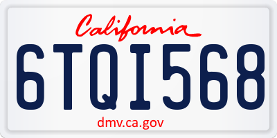 CA license plate 6TQI568