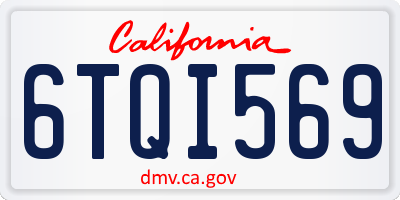 CA license plate 6TQI569