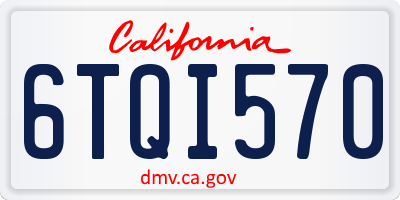CA license plate 6TQI570