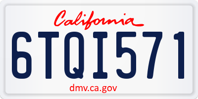 CA license plate 6TQI571