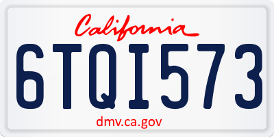 CA license plate 6TQI573
