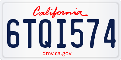 CA license plate 6TQI574