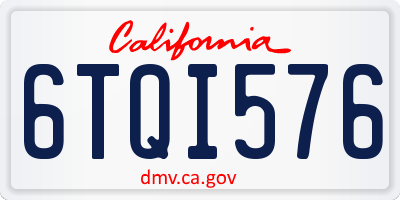 CA license plate 6TQI576