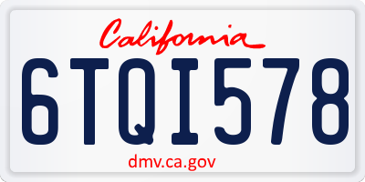 CA license plate 6TQI578