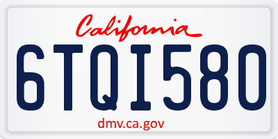 CA license plate 6TQI580