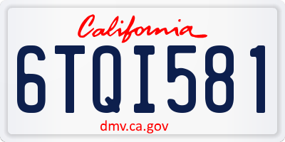 CA license plate 6TQI581