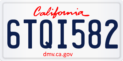 CA license plate 6TQI582