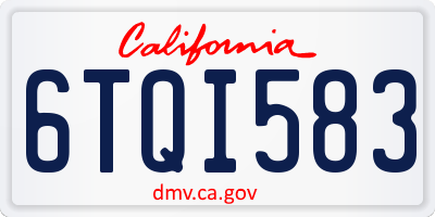 CA license plate 6TQI583