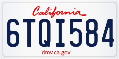 CA license plate 6TQI584