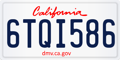 CA license plate 6TQI586