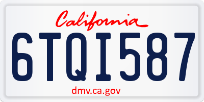 CA license plate 6TQI587