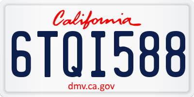 CA license plate 6TQI588