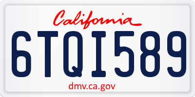 CA license plate 6TQI589